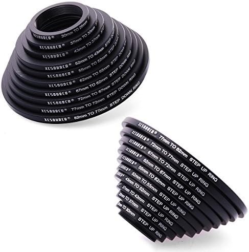 XCSOURCE 20pcs Filter Ring Adapter 26 30 37 43 52 55 62 67 72 77 82mm Step Up/Down Ring Filter UV Set DC162
