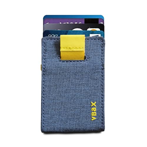 Image of RFID Minimalist Slim Wallet for Men and Women, Holds Up to 12 Cards, Cash, Key Thin and Lightweight Credit Card Holder (Blue Microfiber - Solar Edition)