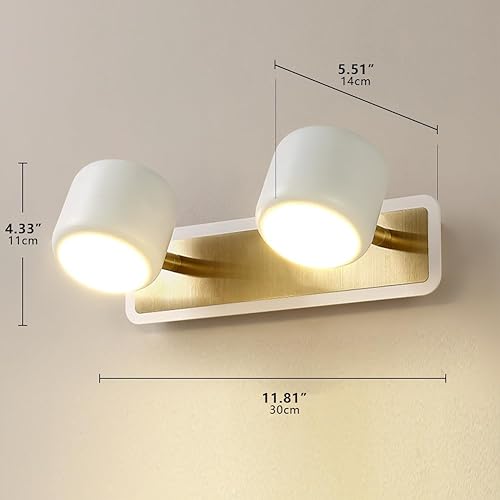 Miniatura 7 de Aplique de pared LED moderno de 3 luces para baño, 19.7 in (19,68 pulgadas), blanco, luz cálida de 3000 K, 10 W, iluminación contemporánea para