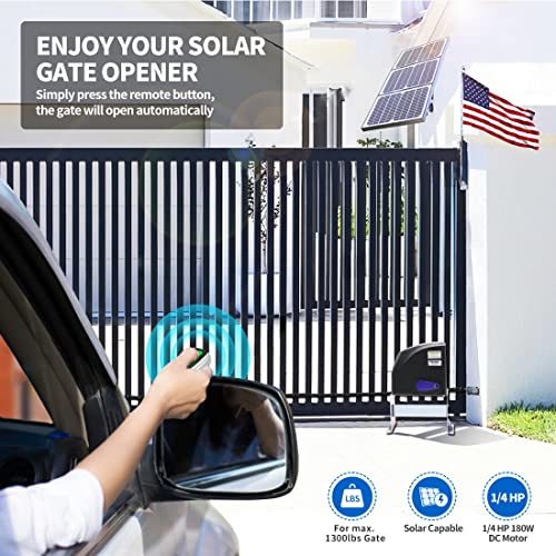 Topens Dkc500S Solar Sliding Gate Opener Chain Drive Automatic Gate Motor For Heavy Driveway Slide Gates Up To 1300 Pounds, Electric Gate Operator Battery Powered With Solar Panel Remote Control Kit #TOP1