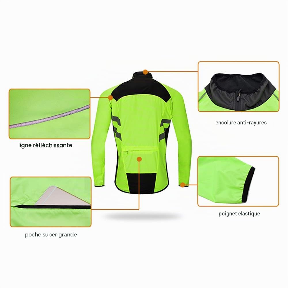 WOSAWE Hommes Vestes de Cyclisme Coupe-Vent Imperméable Vélo Vêtements Manches Longues VTT Manteau (BL218 Vert XXXL)