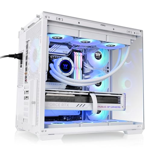 Image of Thermaltake View 380 WS ARGB; Mid Tower Chassis; Side Wood Trim; 4x120mm ARGB Lite Fans Included; 415mm GPU Clearance; Dual Chamber; ATX /mATX /mITX; Hidden Connector Support; Snow; CA-1Z2-00M6WN-WS