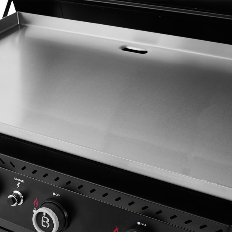 BRASERO BY FAVEX – Plancha gaz Stellar 900 sur chariot 4 feux – Plaque inox XXL 86 x 53 cm – 16 kW – Jusqu'à 12 à 14 convives – Capot inclus