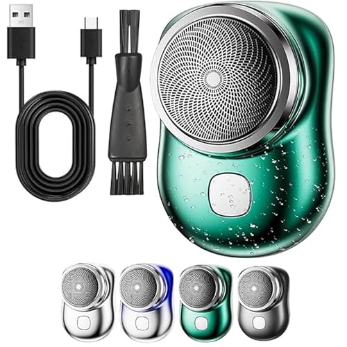 Mini afeitadora eléctrica, mini afeitadora eléctrica portátil, lavable, multifuncional (verde)