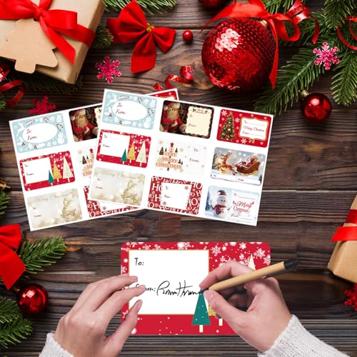 135Pcs Christmas Labels Stickers Xmas Present Gift Labels Christmas Self Adhesive Gift Stickers Xmas Name Tags for Present Cards Envelope Bags - Image 3