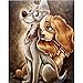Produktbild Hizoop Hunde Diamant Malerei Kits, DIY 5D Vollbohrer Kunst für Hauptwanddekor (Lady and The Tramp, 30 * 40 cm)
