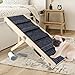Umtiti Haustierrampe aus Holz, zusammenklappbar, tragbar, 4 Stufen, verstellbar, 22,9 cm bis 43,9 cm, mit Rutschfester 5 Pfoten-Traktionsmatte für kleine, mittelgroße Hunde.Dog Ramps-GY,DE