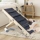 Umtiti Haustierrampe aus Holz, zusammenklappbar, tragbar, 4 Stufen, verstellbar, 22,9 cm bis 43,9 cm, mit Rutschfester 5 Pfoten-Traktionsmatte für kleine, mittelgroße Hunde.Dog Ramps-GY,DE