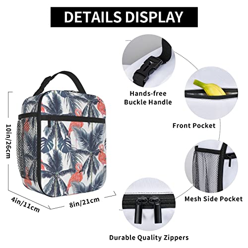 Yetta Yang Tropical Hawaii Flamingo Portable Lunch Bag Insulated Lunch Box Reusable Totes For Women Men Work Picnic Camping #TOP5