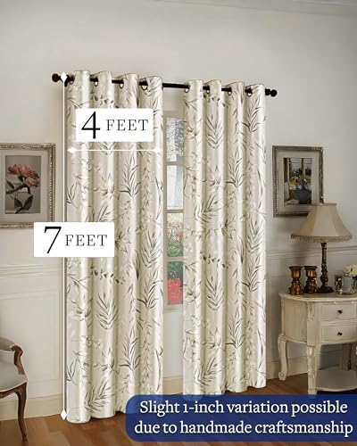 Image of Cloth Fusion Printed 100% Blackout Door Curtains 7 Feet Long Set of 2