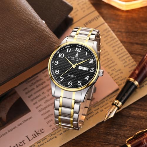 Image of London Fog Carnaby Collection Analog Watch for Men with Round Dial, Day & Date Display, Quartz Movement, Stainless Steel Strap & Water Resistant - LFM10008