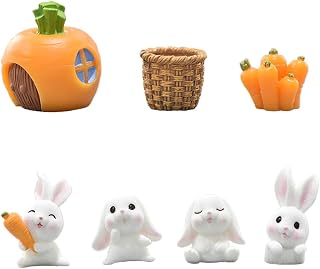 Easter Mini Resin Rabbit Carrot Animal Duck Figurines Little Resin Ducks to Hide Animal Figures for House Decor Micro Garden Home Landscape Aquarium Potted Accessories