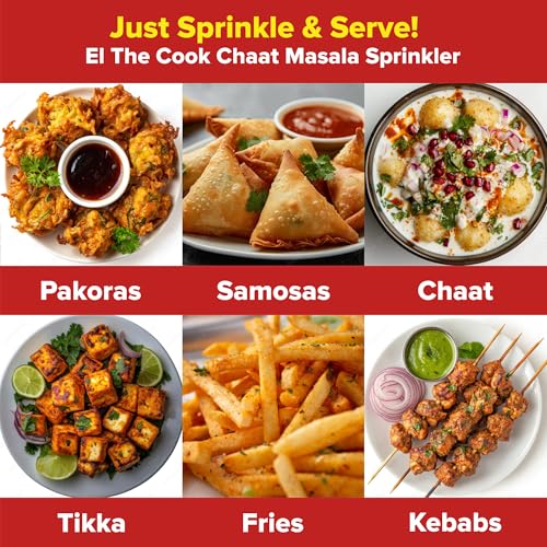 Image of El The Cook Professional Chaat Masala Sprinkler with Umami Boost | Perfect seasoning for Kebabs, Fries, Chaat & Snacks | Approved by Chefs, Cafes & Restaurants | 100% Vegetarian, 500g Bulk pack