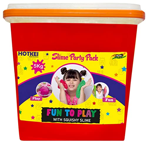 Image of HOTKEI (5 Kg Slime) Red Fruit Scented Big DIY Magic Toy Slimy Clay Gel Jelly Putty Set kit Toys for Boys Girls Kids Slime Party Pack Bucket