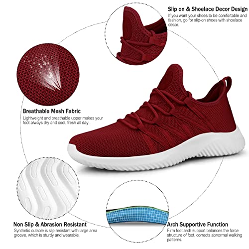 Image of Feethit Womens Slip On Running Shoes Breathable Walking Shoes Lightweight Gym Workout Shoes Non Slip Fashion Sneakers