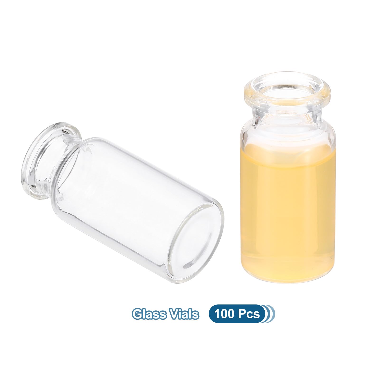 PATIKIL Frascos de Muestra de Espacio de Cabeza de 10 ml, 100 Piezas de Frascos de Vidrio de Borosilicato con Cierre de 20 mm Botellas de Fondo Plano para Laboratorio Científico