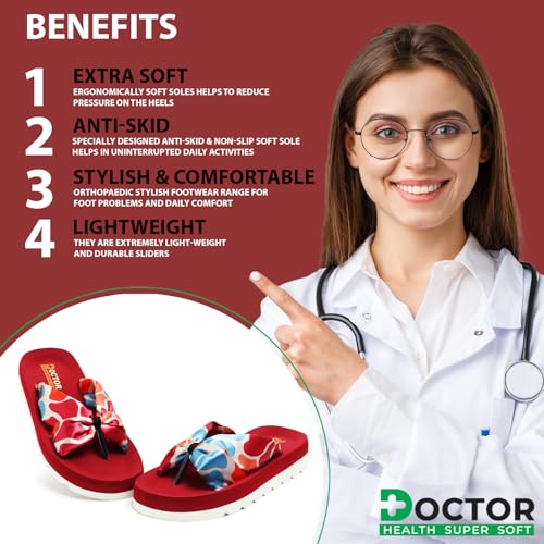 Image of DOCTOR HEALTH SUPER SOFT Women Stylish Bow Platform Slippers | Soft Cushioned Casual Flip Flops | Lightweight Comfortable Everyday Wear Sandals for Indoor Outdoor Use