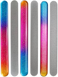 Iconikal Laser-Etched Stainless Steel Metal Nail File Emery Board, Rainbow, 7-Inch, 6-Pack