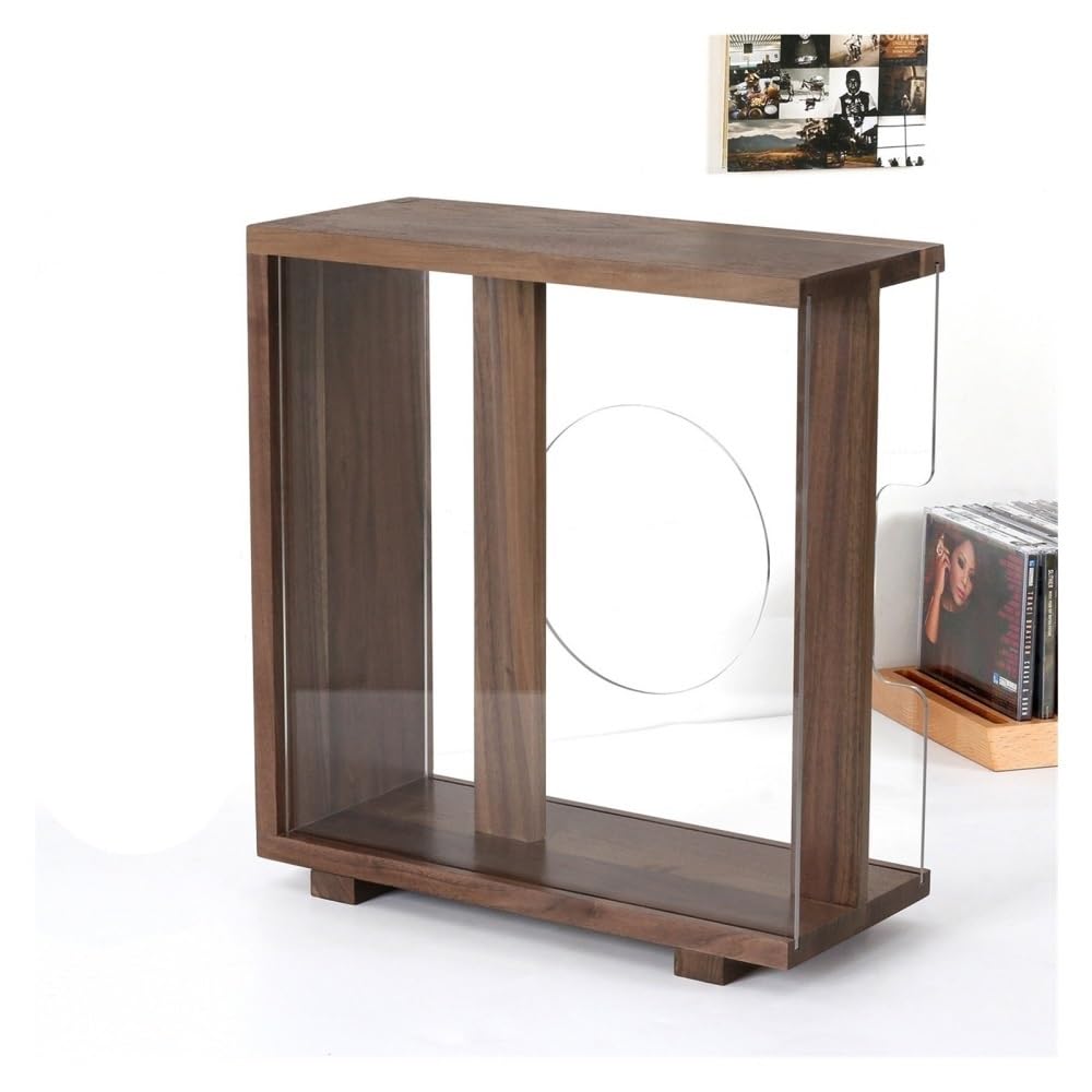 birene almacenamiento de cd y dvd Soporte for almacenamiento de discos de vinilo, caja LP con marco de madera maciza(Natural)