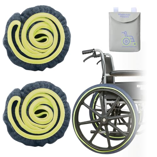 Ehucon Lot de 2 housses de pneu de fauteuil roulant pour protéger les sols et les tapis, accessoires de fauteuil roulant (bleu, 61 cm)