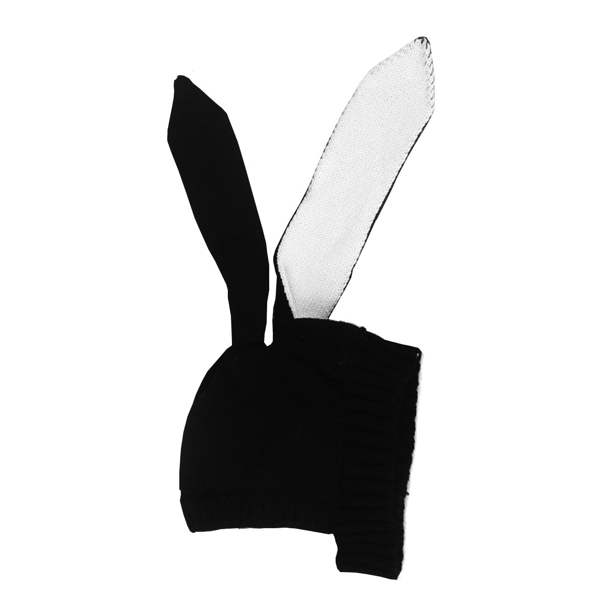 Toddler Girl Hats for Winter, Baby Winter Knitted Hat Cute Long Rabbit Ear Hat Beanie Cap Black(Plus cashmere)