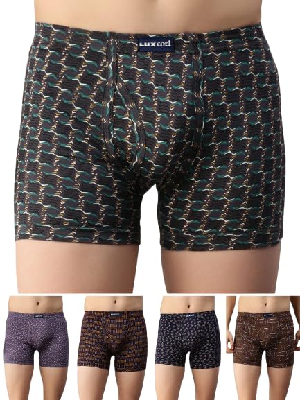 Men's 100% Cotton Printed Inner Elastic Long Trunk | Printed Long Trunk for Men | Color and Print May Vary | Long Trunk for Men Pack of 5