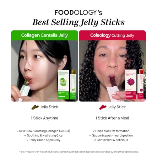 Image of FOODOLOGY Coleology Collagen Centella Jelly, Gree Apple Flavor, 10 Sticks