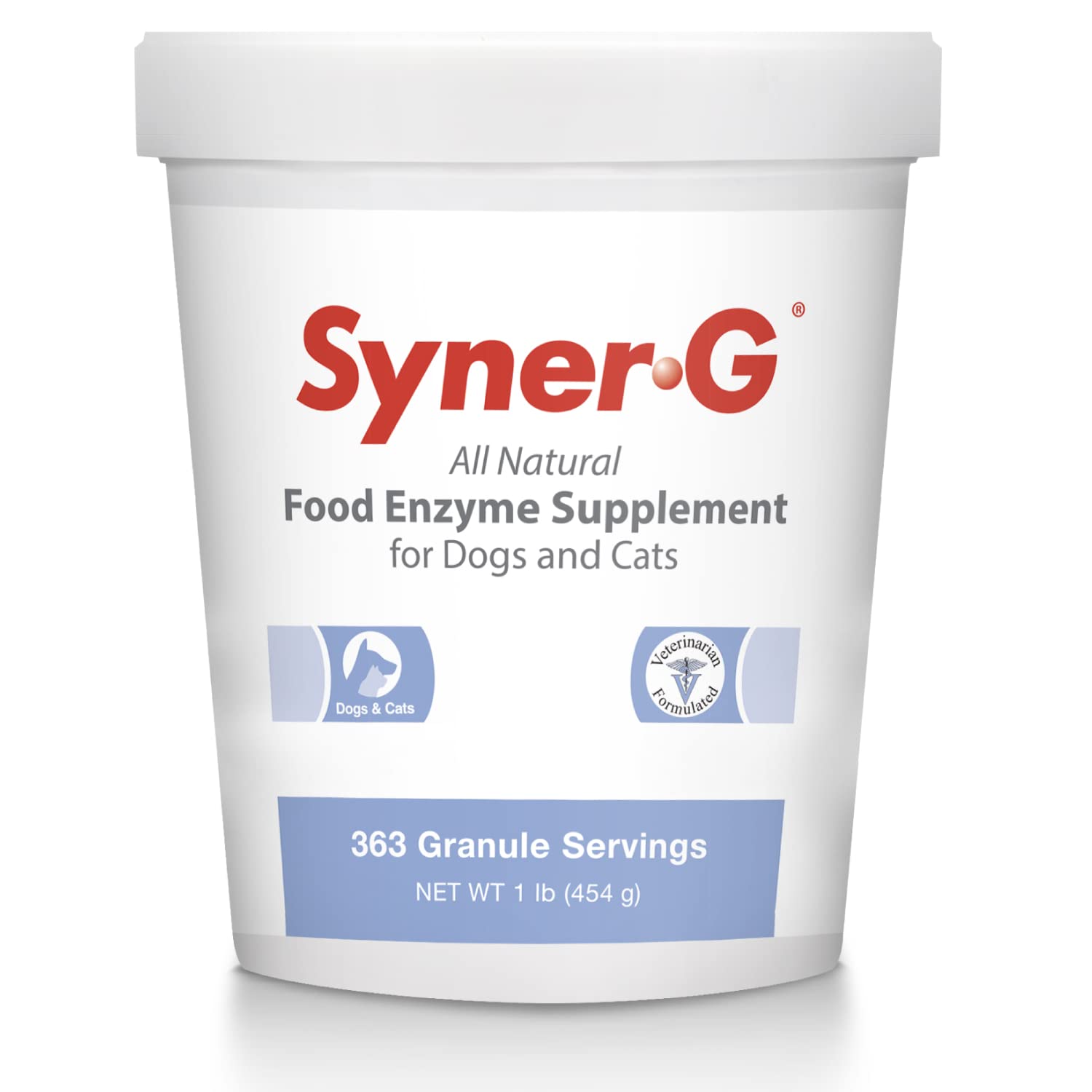 PHS Syner-G Digestive Enzymes Supplement for Dogs and Cats - Enzymes Alpha-Amylase, Lipase, Cellulase, and Protease - Digestion Support, Absorption of Nutrients, Skin Health - Made in USA - 454 grams