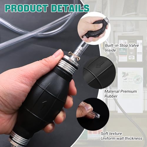 CLDURHGE Handpumpe Benzinpumpe 1 Stück Gummipumpe mit 2m PVC-Schlauch 8mm für Diesel Benzin Gas Öl manuelle Kraftstoffförderpumpe Boot Auto Motorrad Außenbereich