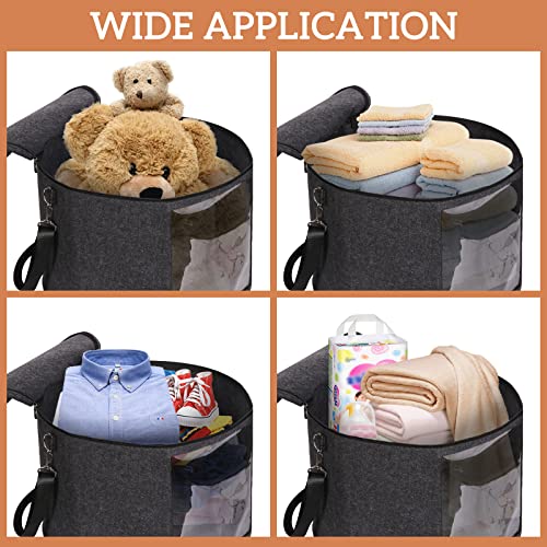 Pehciroe Large Hat Boxes With Lids, Foldable Felt Round Hat Storage Box Large Hat Box Travel With Handles And Shoulder Strap For Carrying & Storing Various Types Of Hats, 17.7 X 11.8 Inch, Dark Gray #TOP6