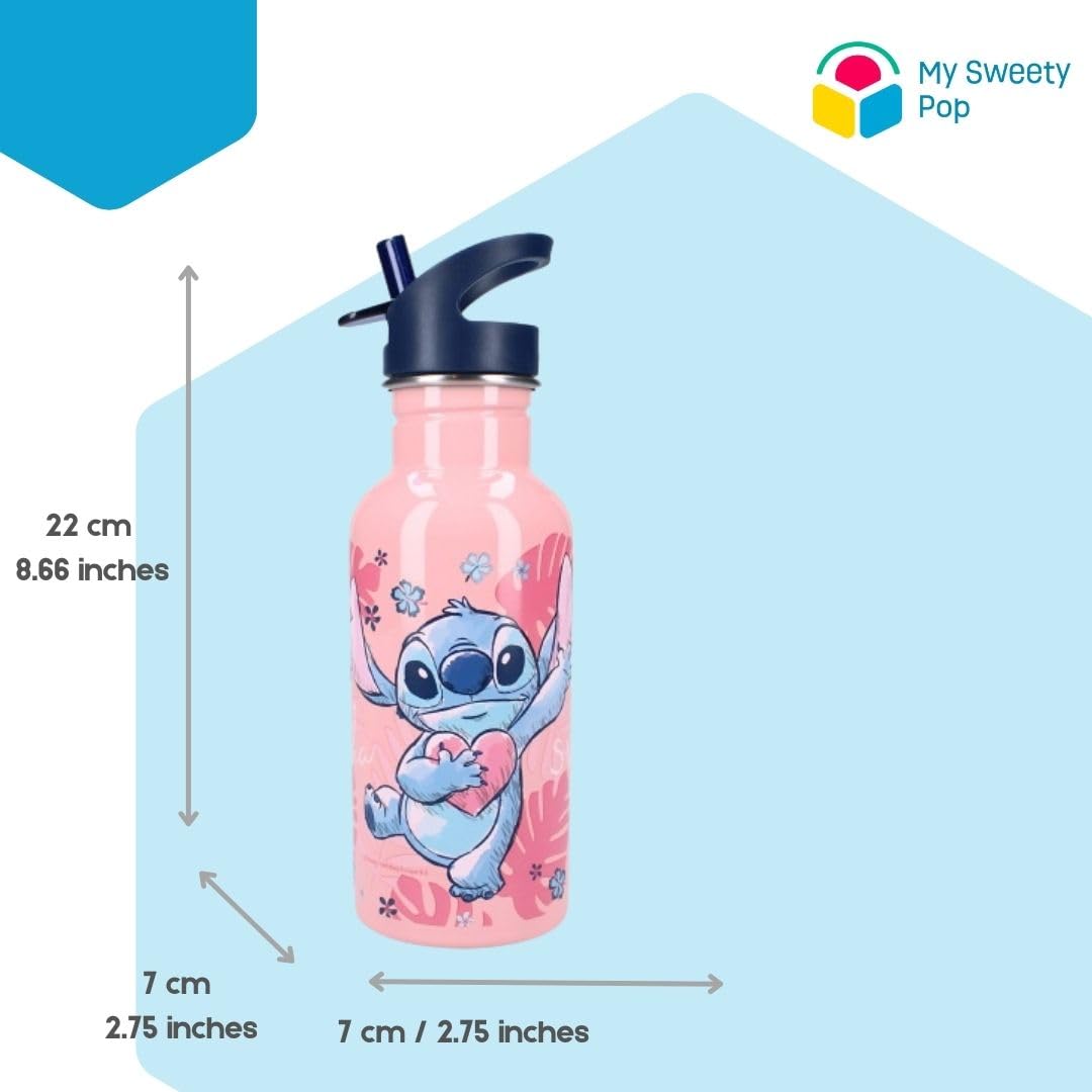 My sweety pop, Girl's Stitch Stainless Steel Water Bottle, For Children, Nursery, Kindergarten, School, Holiday, Meal, 22 cm - Image 2