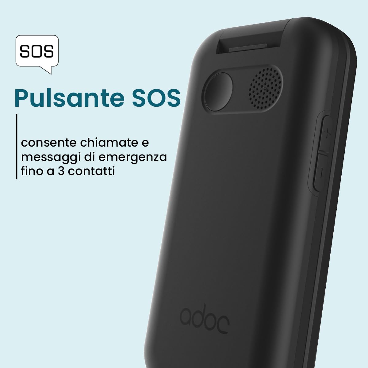 ADOC SC04 4G cellulare con whatsapp, touch screen, videoconferenza, tasti grandi, pulsante SOS, facile da usare, batteria durevole, Bluetooth, Wi-Fi, Android 12.