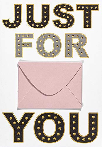 Rahmenlos - Tarjeta de caudal, 11,6 x 16,6 cm, diseño con texto en inglés"Just for you", color negro y dorado