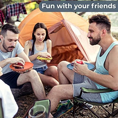 Bamboo Fiber Plastic Plates Set - Durable, Reusable, Food-Grade Dinner Plates - Dishwasher & Microwave Safe Dinnerware – Kids Plates Suitable for Home, Outdoor, Picnic, Party Use - Dish Set for 6