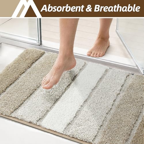 COSY HOMEER Bathroom Rugs 36 x 24, Ultra Soft Absorbent Bath Mat, Non-Slip TPR Backing Stays in Place, Machine Washable Shaggy Rug for Bathroom Floor, Beige — view 4