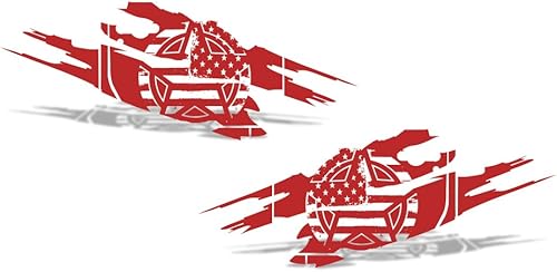 Miniatura 2 de Factory Crafts Army Star - Kit de gráficos laterales rasgados 3M, envoltura de vinilo compatible con Jeep Wrangler de 4 puertas 2007-2016, rojo