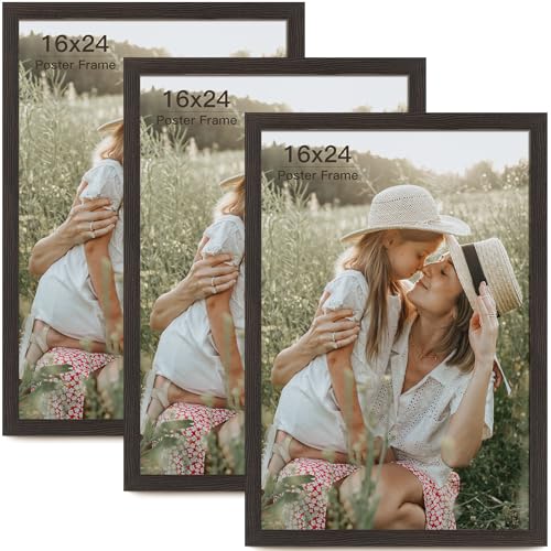 Momentworth 16x24 Frame Set of 3, Black Wood Grain 16x24