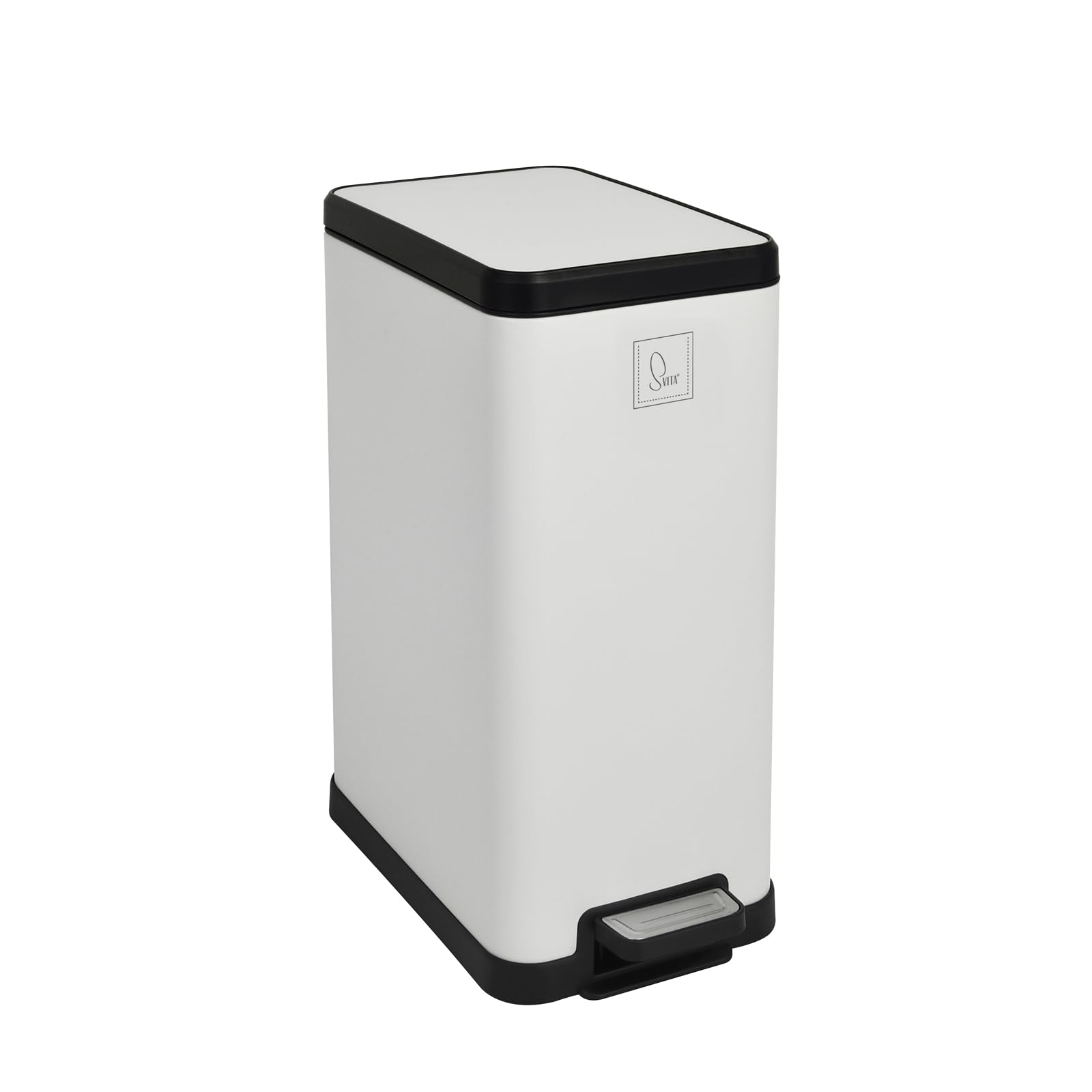 SVITA STM15 Mülleimer – Tretmülleimer, 15 l, Softclose, Inneneimer, Weiß, freistehend
