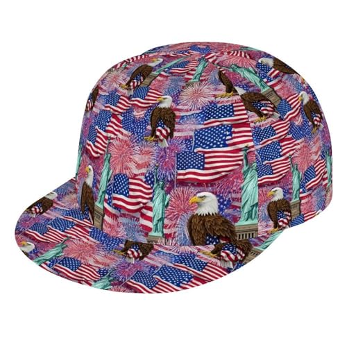 Unisex Adult Statue of Liberty America Flag Eagle Baseball Cap Snapback Dad Hat for Camping Golf Outdoor Activities, Fashionable Adjustable Snap Military Cap, One Size Fits Most