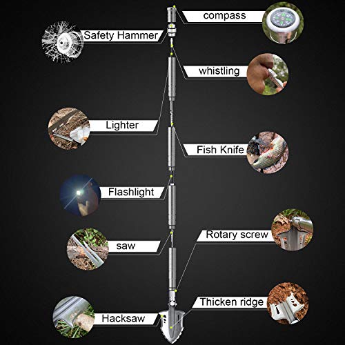 Mfiires Military Folding Shovel Tactical Survival Tool（S17） Portable Outdoor Camping Spade Shovels and Accessories Tools Kit for Self-Defence in Emergency Hunting Garden Digging Fishing - Thumbnail 6