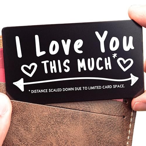 I Love You This Much – Cute Wallet Card Gift for Boyfriend, Husband, Wife, or Girlfriend | Funny Love Note for Anniversary, Birthday, Valentine’s