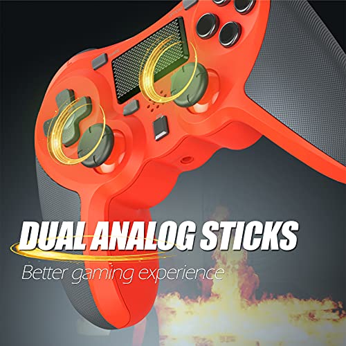 TERIOS Wireless Controllers Compatible with Play-station 4 Game Controllers for PS-4 Pro, PS-4 Slim-Built-in Speaker - Stereo Headset Jack Multitouch Pad - Rechargeable Lithium Battery (Orange) - Thumbnail 3