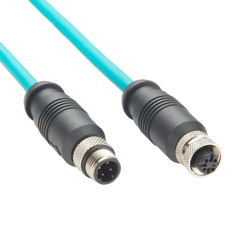 Cavo M12 a codice D a 4 poli, maschio a femmina, cavo CAT6A per switch Ethernet industriali, IP67, cavo Gigabit altamente flessibile, compatibile con telecamere industriali Cognex Keyence (2 m/6,6