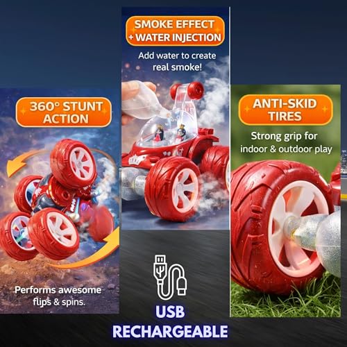 Image of SMART BOY Remote Control Car for Kids Boys Girls, RC 4WD (360 Glitter Stunt CAR with Smoke)