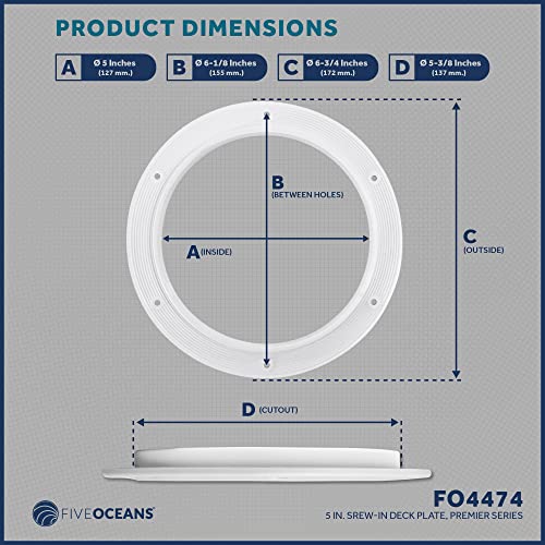 Five Oceans 5" Boat Hatch, Marine Access Hatch, Round Inspection Deck Plate Hatch With Detachable Cover, Uv Resistant Abs White Plastic, For Pontoon, Fishing Boat, Bass Boat, Yacht, Sailboat - Fo4474 #TOP6