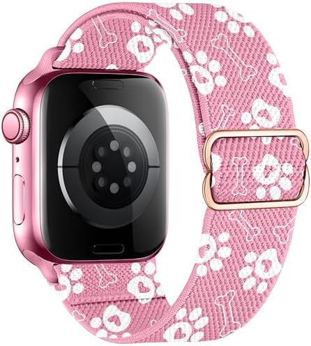 Paw Stretchy Bands Compatible with Apple Watch Band 40mm 41mm 38mm 46mm 44mm 45mm 42mm 49mm Women Men, Water-Resistant Solo Loop Elastic Sport Straps for iWatch Series 11 10 9 8 7 6 5 4 3 SE Ultra
