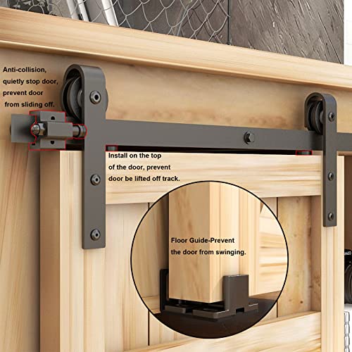BONIKLUBA 8FT/244cm Mini Sliding Barn Door Hardware Small Sliding Door Rail Kit for Double Doors TV Stands Wardrobe Cabinets (No Cabinet Door) - Image 4