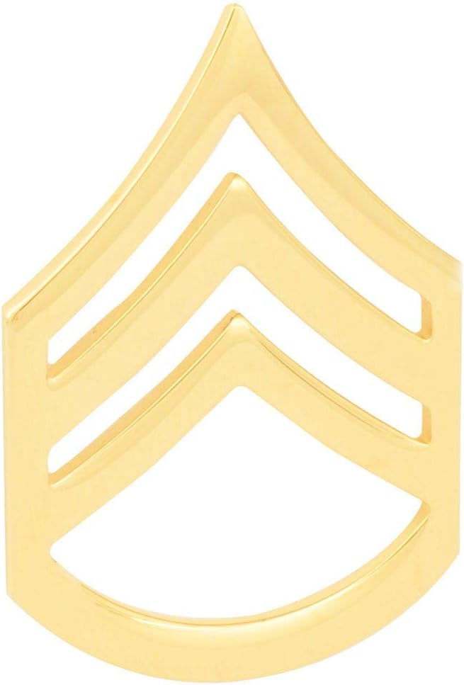 Army Staff Sergeant SSG E6-22K Gold Plated Rank Pin On Pair