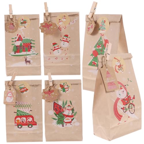 DECORNIJIA クリスマス アドベントカレンダー 紙製ラッピングバッグ 小物収納用 包装用 フェスティブデザイン ホームパーティー向け