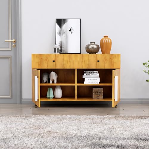 Image of Bniture Storage Cabinet Wooden for Living Room Sideboard with 2 Drawer and 2 Door | Multipurpose Storage Organizer Chest of Drawer Cabinet for Home Hallway Drawing Room Bedroom Kitchen | Giant Wood